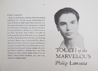 Item #22596 Touch of the Marvelous (Proof Cover). Philip Lamantia, Phillip