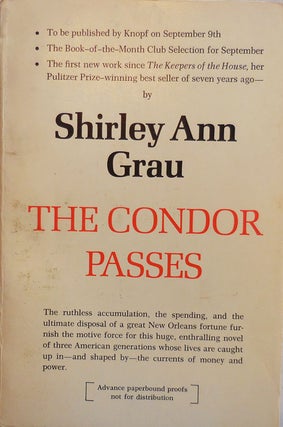 Item #23117 The Condor Passes (Advance Paperbound Proofs, Signed). Shirley Ann Grau