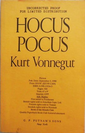 Item #23445 Hocus Pocus (Uncorrected Proof). Kurt Vonnegut, Jr