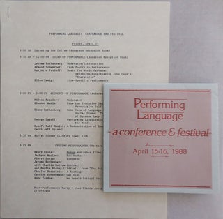 Item #23472 Performing Language A Conference & Festival (Program Guide and Announcement Poster)....