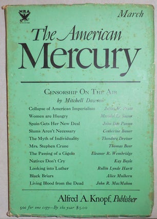 Item #23880 The American Mercury March 1934 (Vol. XXXI No. 123). Henry Hazlitt, Theodore Dreiser...