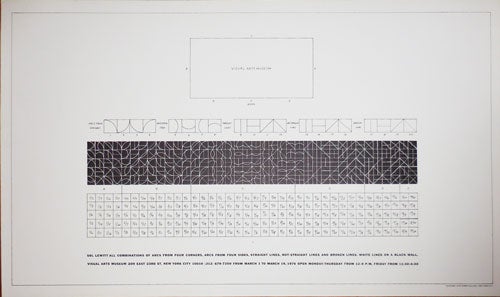 Item #24162 All Combinations of Arcs from Four Corners. Arcs from Four Sides, Straight Lines, Not-Straight Lines and Broken Lines, White Lines On A Black Wall (Art Poster). Sol Art Poster - Lewitt.
