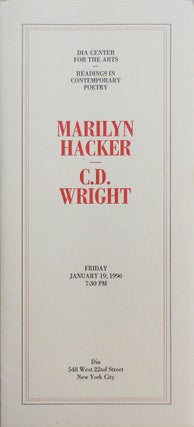 Item #24309 Dia Center for the Arts Broadsides. Marilyn Hacker, C. D. Wright