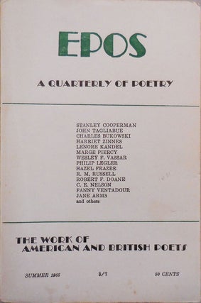Item #24707 EPOS A Quarterly of Poetry Summer 1965. Will Tullos, Evelyn Thorne, Marge Piercy...