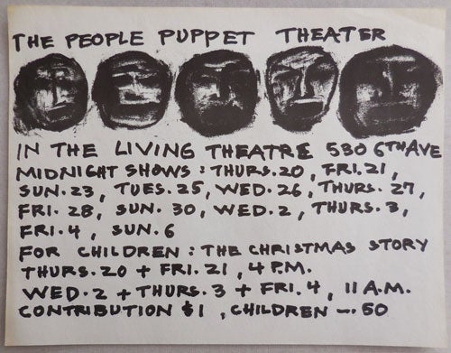 Item #24931 Living Theatre Flyer for The People Puppet Theater. Living Theatre - The People Puppet Theater.