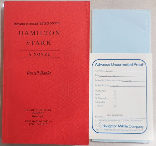 Item #24991 Hamilton Stark (Advance Uncorrected Proofs). Russell Banks.