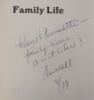 Family Life (Inscribed to Lewis Warsh and Bernadette Mayer)