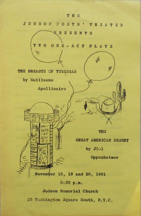Item #25085 Program for The Breasts of Tiresias by Apollinaire and The Great American Desert by...