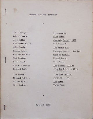 Item #25295 United Artists Fourteen. Ted Berrigan, Robert, Creeley, Russell, Banks