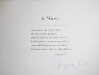 Item #25442 A Mirror (Signed Poetry Postcard). Gregory Orr