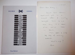 Item #26066 Soluble Census (With One Page A.L.S. to Poet Kenneth Irby). Tom Beckett