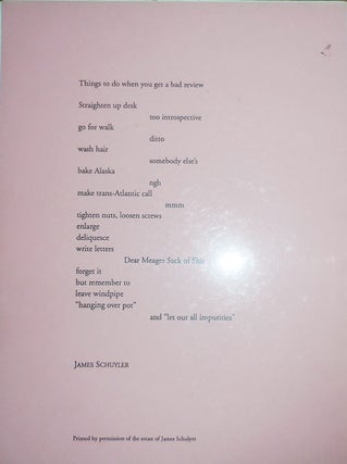 Item #26128 Things to do when you get a bad review (Broadside Poem). James Schuyler