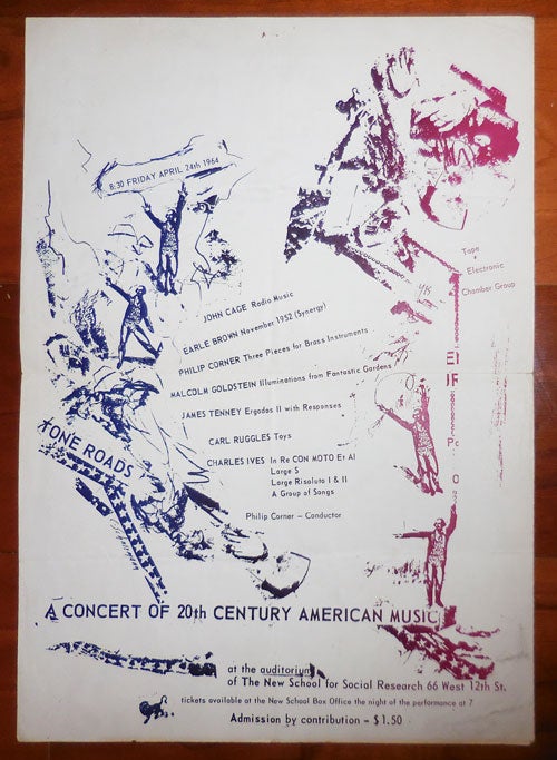 Item #26392 A Concert Of 20th Century American Music (Poster from 1964). Music Ephemera - John Cage / Earle Brown / Philip Corner / Malcolm Goldstein / James Tenney / Carl Ruggles / Charles Ives.