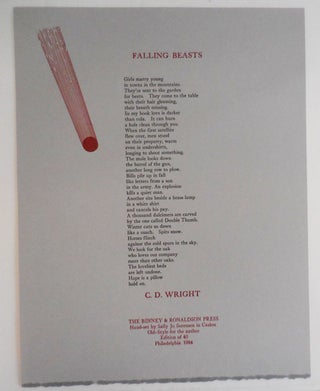 Item #26941 Falling Beasts (Broadside Poem). C. D. Wright