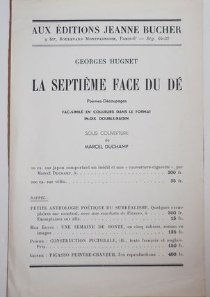 Item #26976 Prospectus for La Septieme Face Du De. Surrealism, Georges Photocollage - Hugnet,...