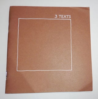 Item #27490 3 Texts; Texts for a Paved Area Adjacent to a Barn. Ian Hamilton Artist Book -...
