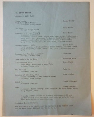 Item #28081 Announcement Sheet for a series of performances on January 8, 1962 at the Living...