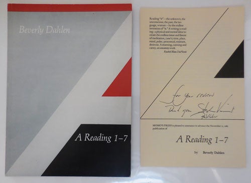 Item #28385 A Reading 1-7 (Review Copy, Inscribed by Publisher). Beverly Dahlen.