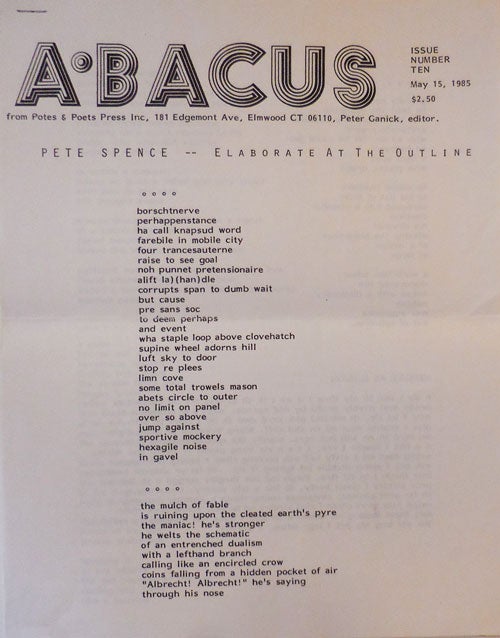 Item #28905 Abacus Issue Number Ten. Peter Ganick, Pete Spence.