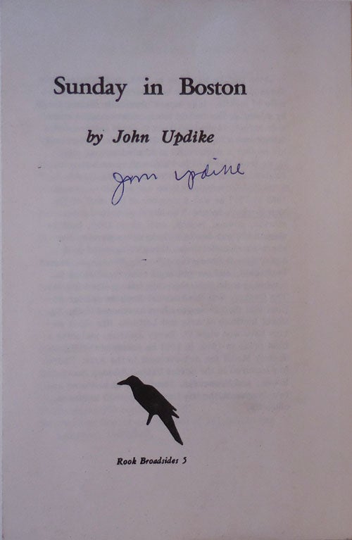 Item #28960 Rook Press Promotional Booklet for Updike's Sunday In Boston (Signed by Updike). John Rook Press - Updike.
