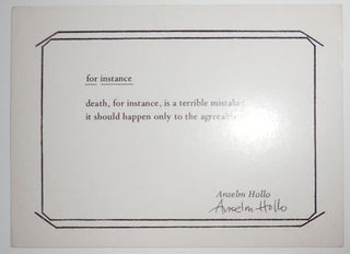 Item #29078 for instance (Signed Poetry Postcard). Anselm Hollo