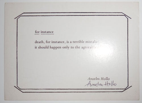 Item #29078 for instance (Signed Poetry Postcard). Anselm Hollo.