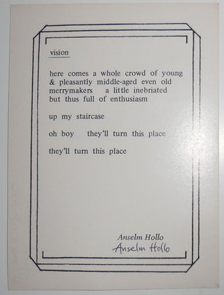 Item #29079 vision (Signed Poetry Postcard). Anselm Hollo