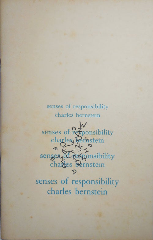 Item #29144 Senses Of Responsibility. Charles Bernstein.