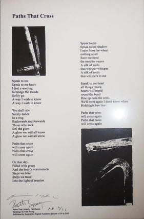Item #29245 Paths That Cross (Signed Poetry Broadside). Patti Smith, Path Soong