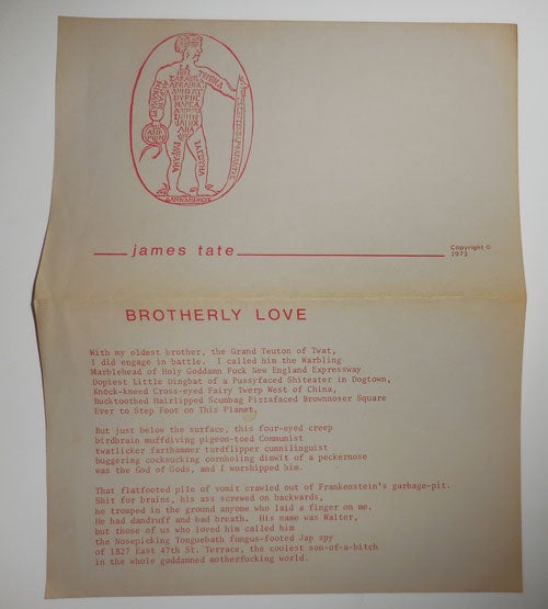 Item #29328 Brotherly Love (Poem Broadside). James Tate.