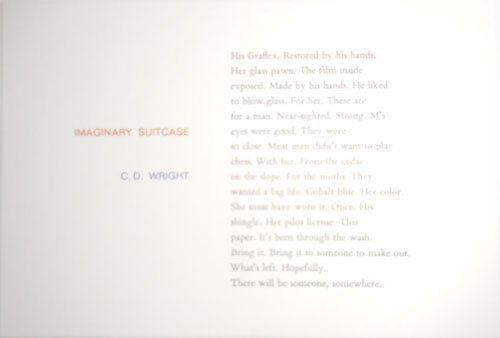 Imaginary Suitcase Poetry Postcard, C. D. Tungsten Press - Wright