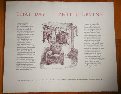 Item #29688 That Day (Signed Broadside Poem). Philip Levine.