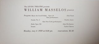 Item #29781 Event Announcement Card for a 1959 piano performance by William Masselos at the...