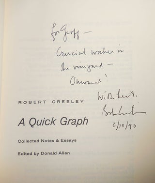 A Quick Graph: Collected Notes & Essays (Inscribed)