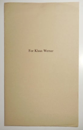 Item #30218 For Klaus Werner. Ian Hamilton Artist Book - Finlay