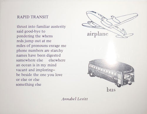 Item #30411 Rapid Transit (Poetry Postcard). Annabel Levitt.