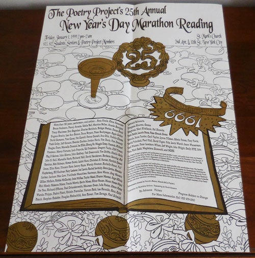 Item #30723 The Poetry Project's 25th Annual New Year's Day Marathon Reading 1999 Poster / Flyer. Barbara Henning Poster - Lee Ranaldo, Anne Tardos, Patti Smith, David Trinidad, Stephen Rodefer.