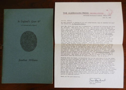 Item #30872 In England's Green & (A Garland and a Clyster) (Inscribed). Jonathan Williams.