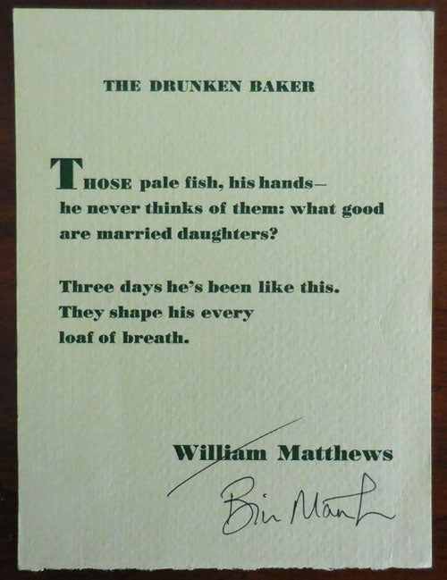 Item #30997 The Drunken Baker (Signed). William Matthews.