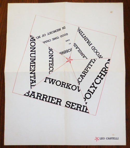 Item #31011 Exhibition Announcement Poster 1961 Group Show at Castelli Gallery. Art Poster - Group Show: Jack Tworkov / Jasper Johns / Salvatore Scarpitta / Lee Bontecou / Bernard Langlais.