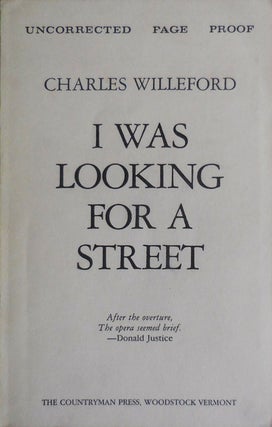 Item #31299 I Was Looking For A Street (Uncorrected Proof). Charles Willeford