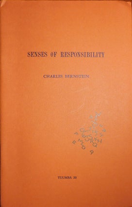 Item #31367 Senses of Responsibility. Charles Bernstein
