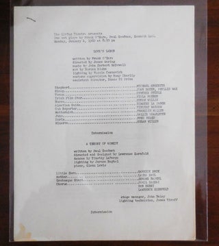 Item #31666 Program for Three One-Act Plays Performed on January 4, 1960 including Love's Labor...