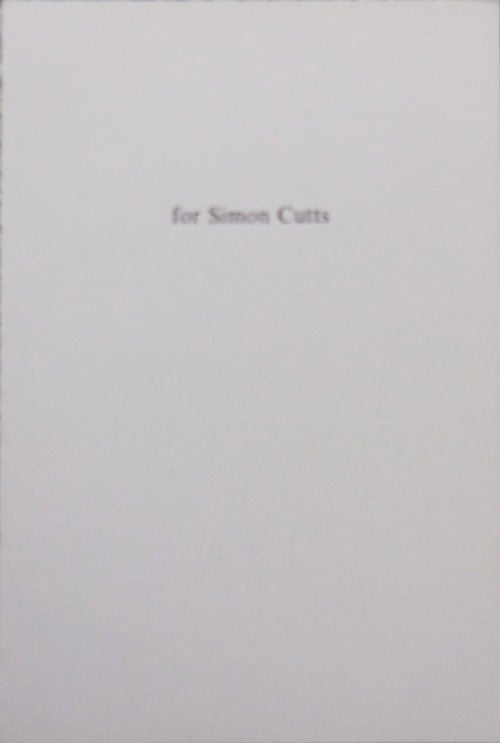 Item #32552 for Simon Cutts. Artist Book - Ian Hamilton Finlay.