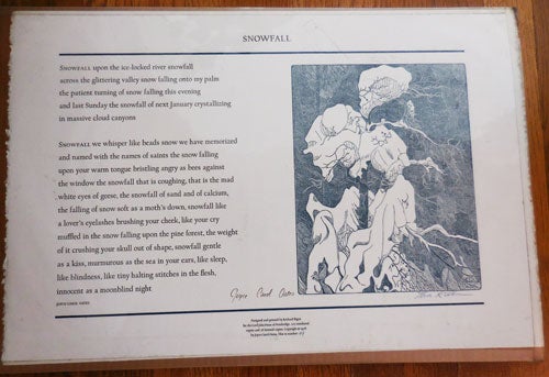 Item #32731 Snowfall (Poetry Broadside Signed by Both Poet and Artist). Joyce Carol Oates.