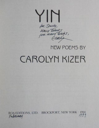 Yin - New Poems (Inscribed)