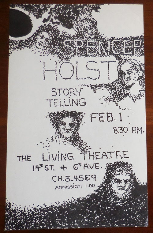 Item #33001 Spencer Holst Story Telling (Announcement Flyer). Spencer Living Theatre - Holst.