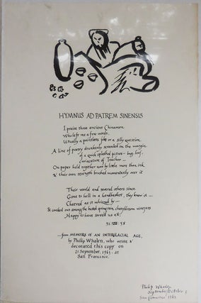 Item #33137 Hymnus Ad Patrem Sinensis (Signed). Philip Whalen