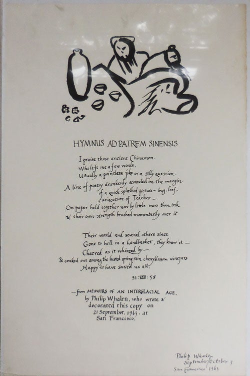 Item #33137 Hymnus Ad Patrem Sinensis (Signed). Philip Whalen.