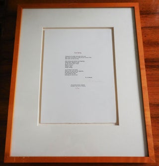 Item #33252 Late Spring (Signed Limited Poetry Broadside). W. S. Poetry Broadside - Merwin